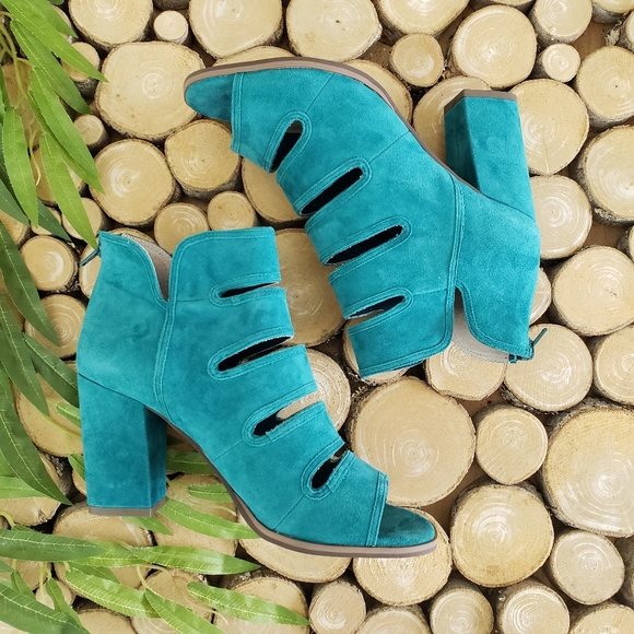 teal suede booties